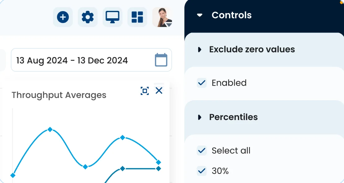 The Exclude zero values control in the Throughput Histogram sidebar in Nave